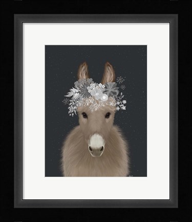 Framed Donkey White Flowers Print