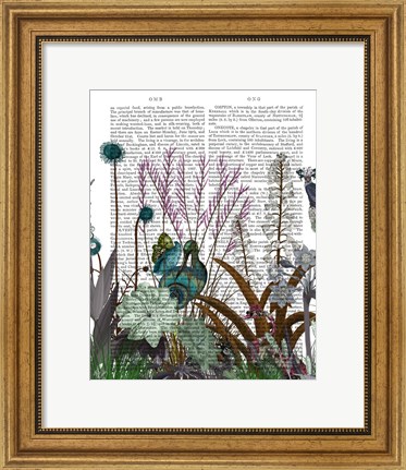 Framed Wildflower Bloom, Snail Bird Book Print Print