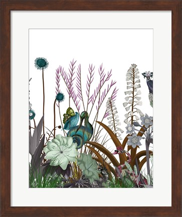 Framed Wildflower Bloom, Snail Bird Print