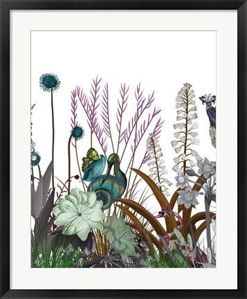 Framed Wildflower Bloom, Snail Bird Print