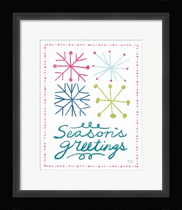 Framed Merry Christmastime Snow Flake Bright Print