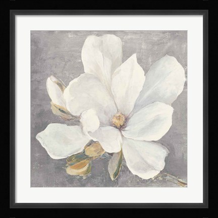 Framed Serene Magnolia Light Gray Print