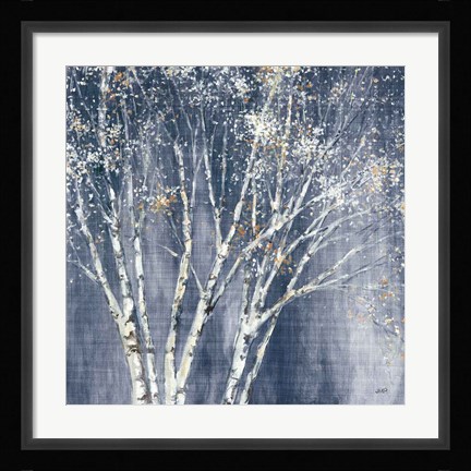 Framed Navy Blue Birch Flipped Print