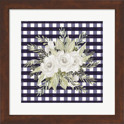 Framed Navy Floral II Print