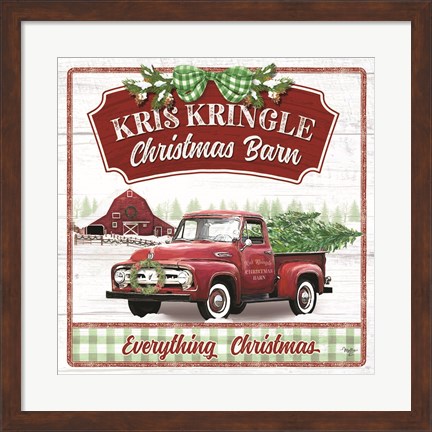 Framed Kris Kringle Christmas Barn Print