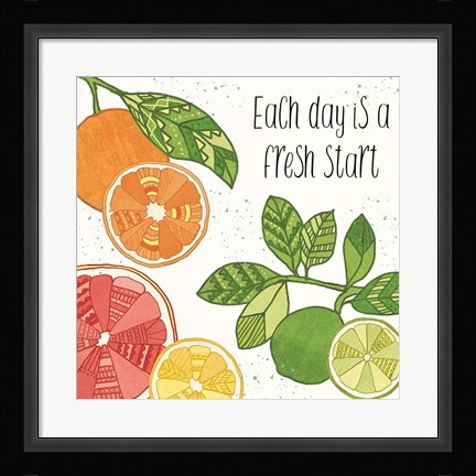 Framed Citrus Splash IV Black Text Print