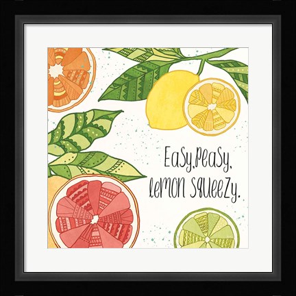 Framed Citrus Splash III Black Text Print