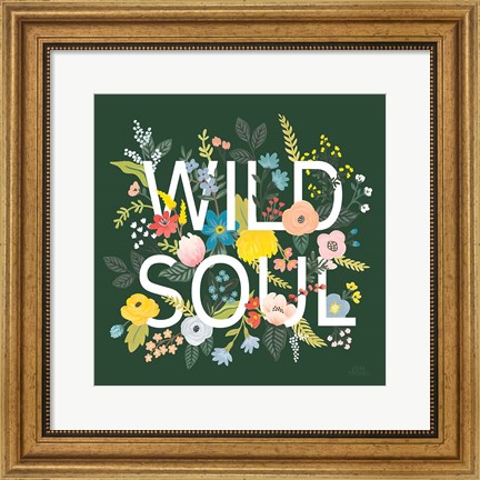 Framed Wild Garden I Green Print