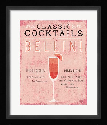 Framed Classic Cocktails Bellini Pink Print