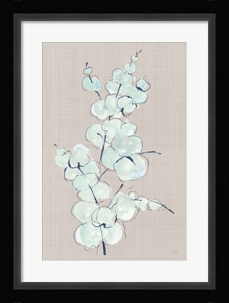 Framed Eucalyptus Branch IV Blue Gray Print