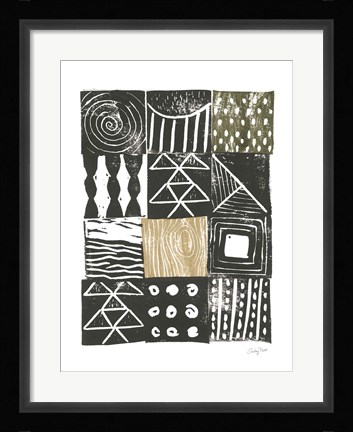 Framed Block Print V Green Sand Print