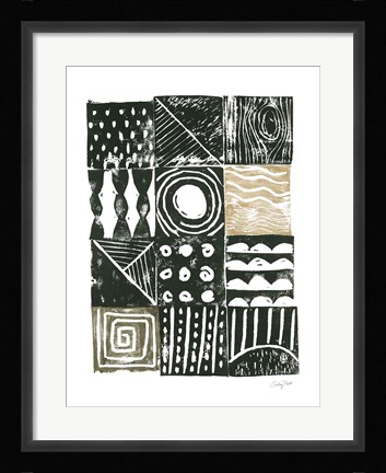 Framed Block Print I Green Sand Print