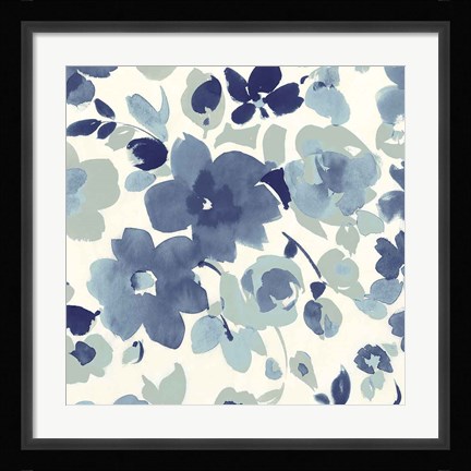 Framed Soft Blue Florals II Print
