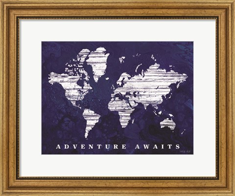Framed Adventure Awaits Map Print