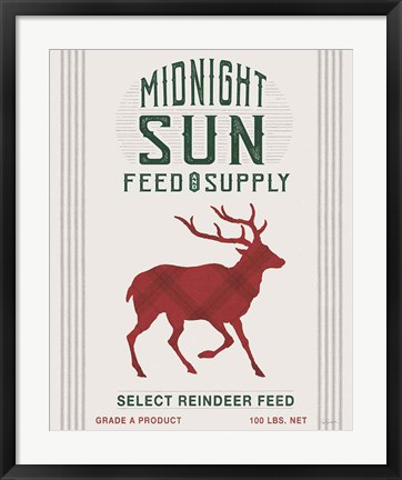 Framed Midnight Sun Reindeer Feed Print
