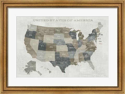 Framed Slate US Map Print