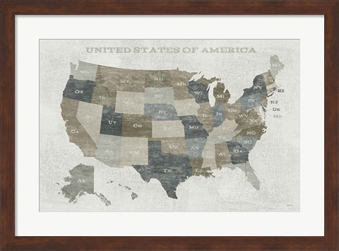 Framed Slate US Map Print