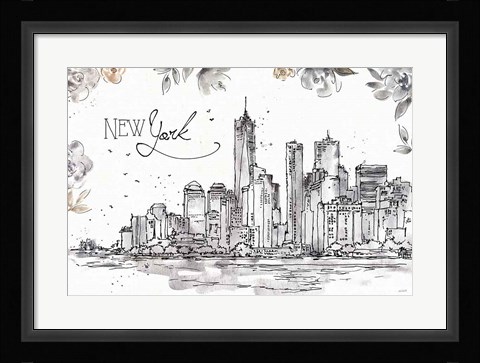 Framed Skyline Sketches I Print