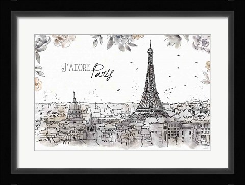 Framed Skyline Sketches II Print