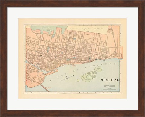 Framed Map of Montreal Print