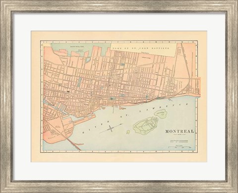 Framed Map of Montreal Print