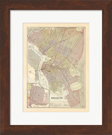 Framed Map of Brooklyn Print