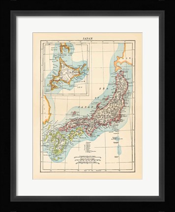 Framed Map of Japan Print