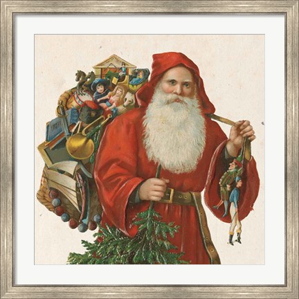 Framed Victorian Santa III Print