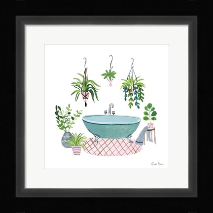 Framed Green Bathroom II Print