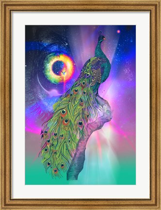 Framed Cosmic Peacock Print