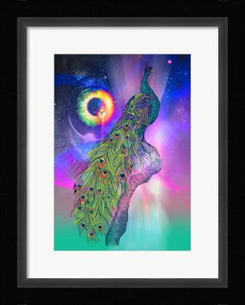 Framed Cosmic Peacock Print