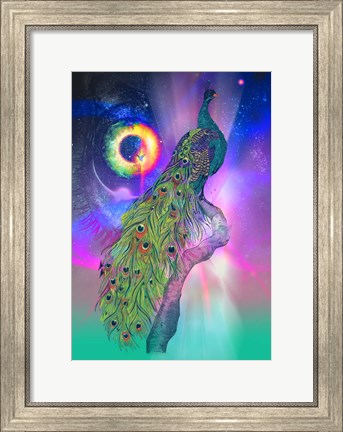 Framed Cosmic Peacock Print