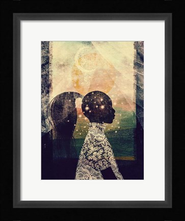Framed Sun, Stars and Moon Print