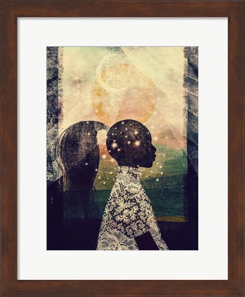 Framed Sun, Stars and Moon Print