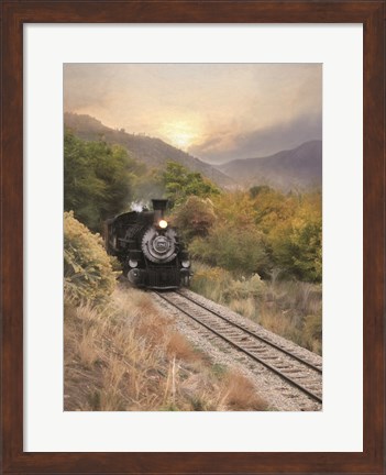Framed Durango Train at Sunset Print