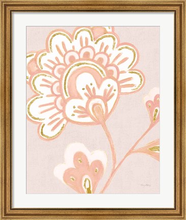 Framed Flora Chinoiserie VI Textured Terra Print