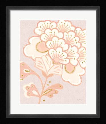 Framed Flora Chinoiserie V Textured Terra Print