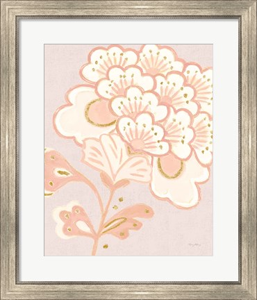 Framed Flora Chinoiserie V Textured Terra Print