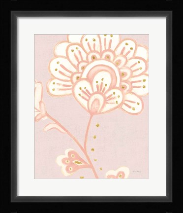 Framed Flora Chinoiserie III Textured Terra Print