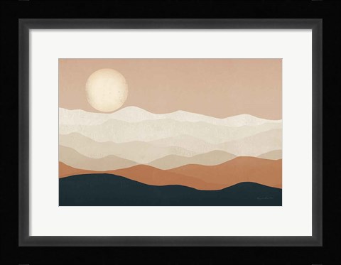 Framed Mojave Mountains and Moon Print
