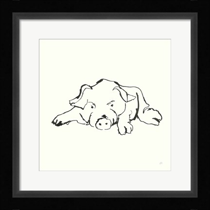 Framed Line Pig I Print