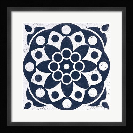 Framed Blue and White Tile II Print