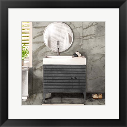 Framed Marble Bath II black &amp; white Print