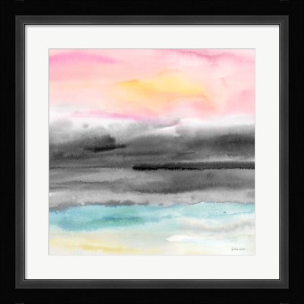 Framed Pink Sunset Abstract square I Print