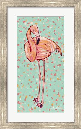 Framed Flamingo Panel I Print