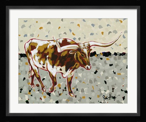 Framed Longhorn Steer Print