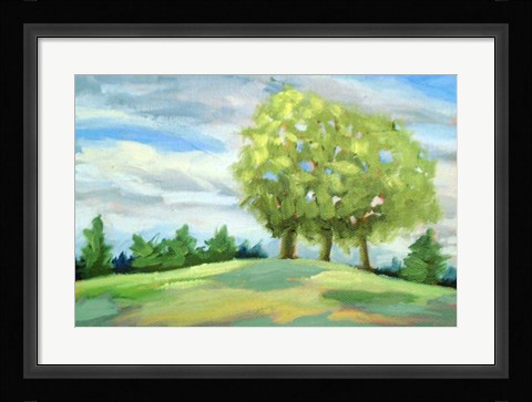 Framed Green Horizon Landscape Print