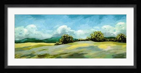 Framed Lavender Breeze Panel Green Print