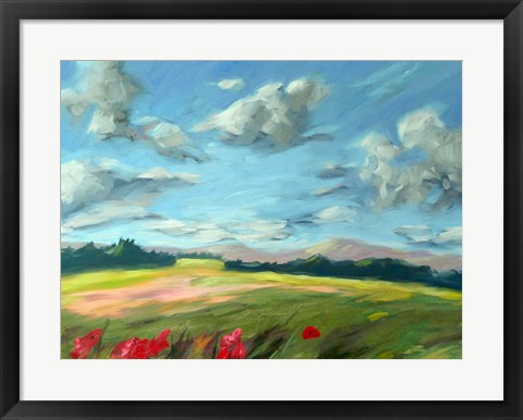 Framed Scarlet Meadow Green Print