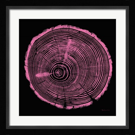 Framed Tree Trunk pink on black Print